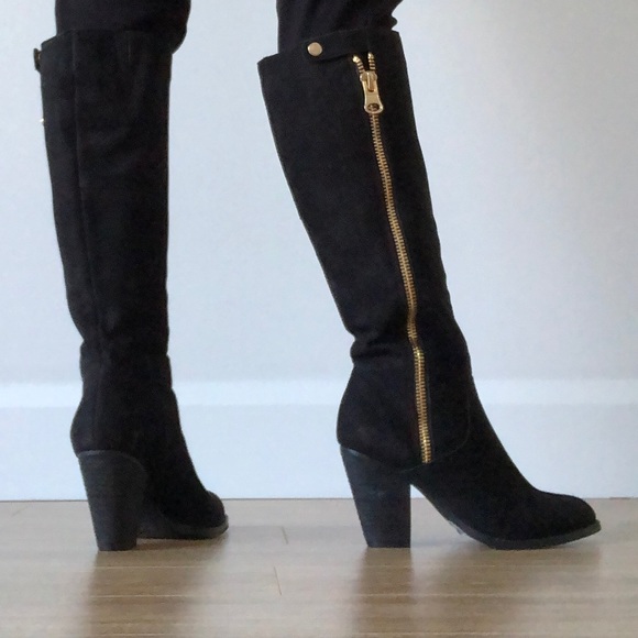 Black Knee High Boots with Gold Details from Aldo - Picture 4 of 10